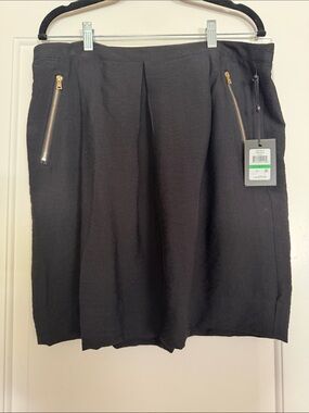 DKNY Black A-Line Skirt with Gold Zippers